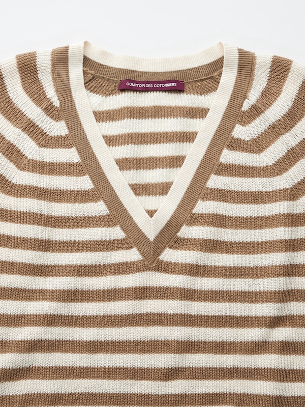 100 % Leinen Pullover mit V-Ausschnitt