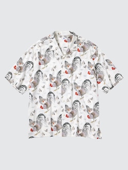 Open Collar Shirt | Short Sleeve | Ito-Jakuchu Print
