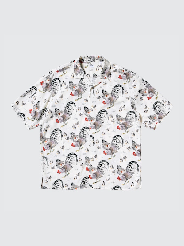 Open Collar Shirt | Short Sleeve | Ito-Jakuchu Print