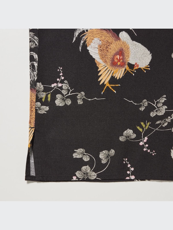 Printed Open Collar Short-Sleeve Shirt (Ito-Jakuchu)