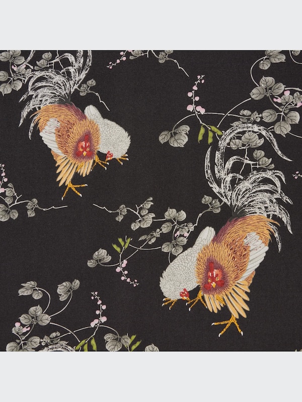 Printed Open Collar Short-Sleeve Shirt (Ito-Jakuchu)