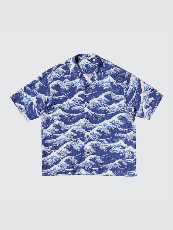 Open Collar Shirt | Short Sleeve | Hokusai Print