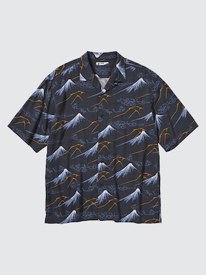 Open Collar Shirt | Short Sleeve | Hokusai Print