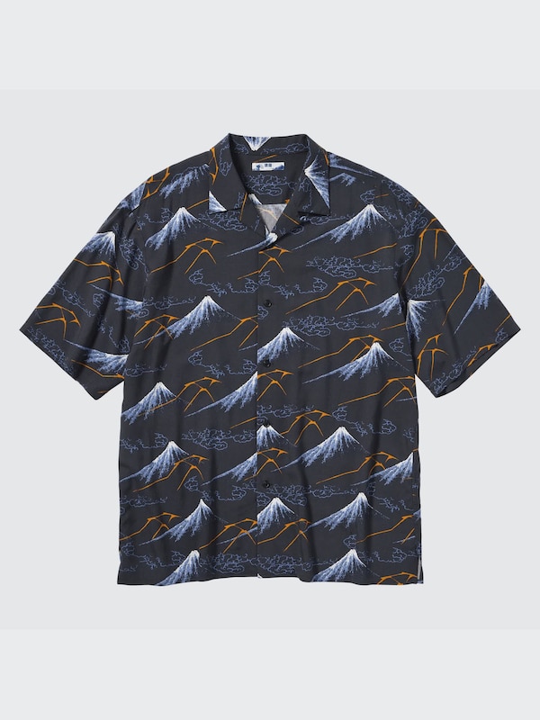 Open Collar Shirt | Short Sleeve | Hokusai Print