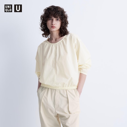 CM.YAYA Women White Long Sleeve Button Up Irregular Blouses and