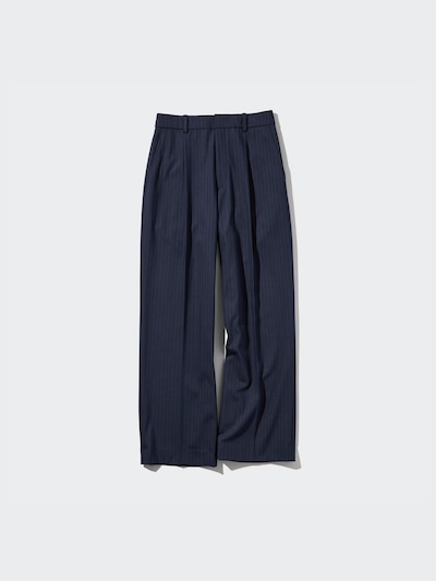 Wide-Fit Pleated Pants (Pinstripe)