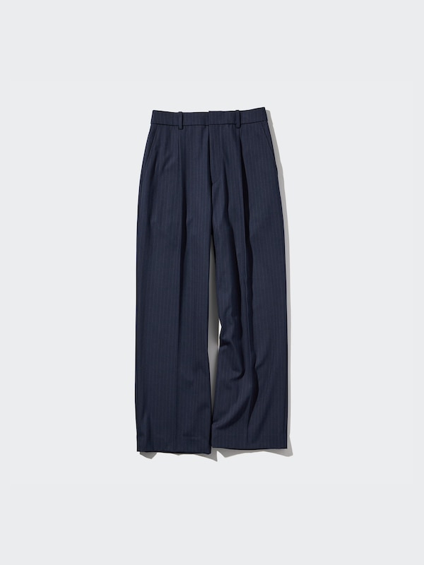 Pleated Wide Pants | Pinstripe | UNIQLO US