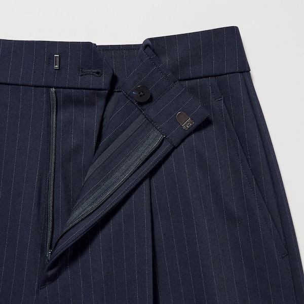 Wide-Fit Pleated Pants (Pinstripe, Tall) | UNIQLO US