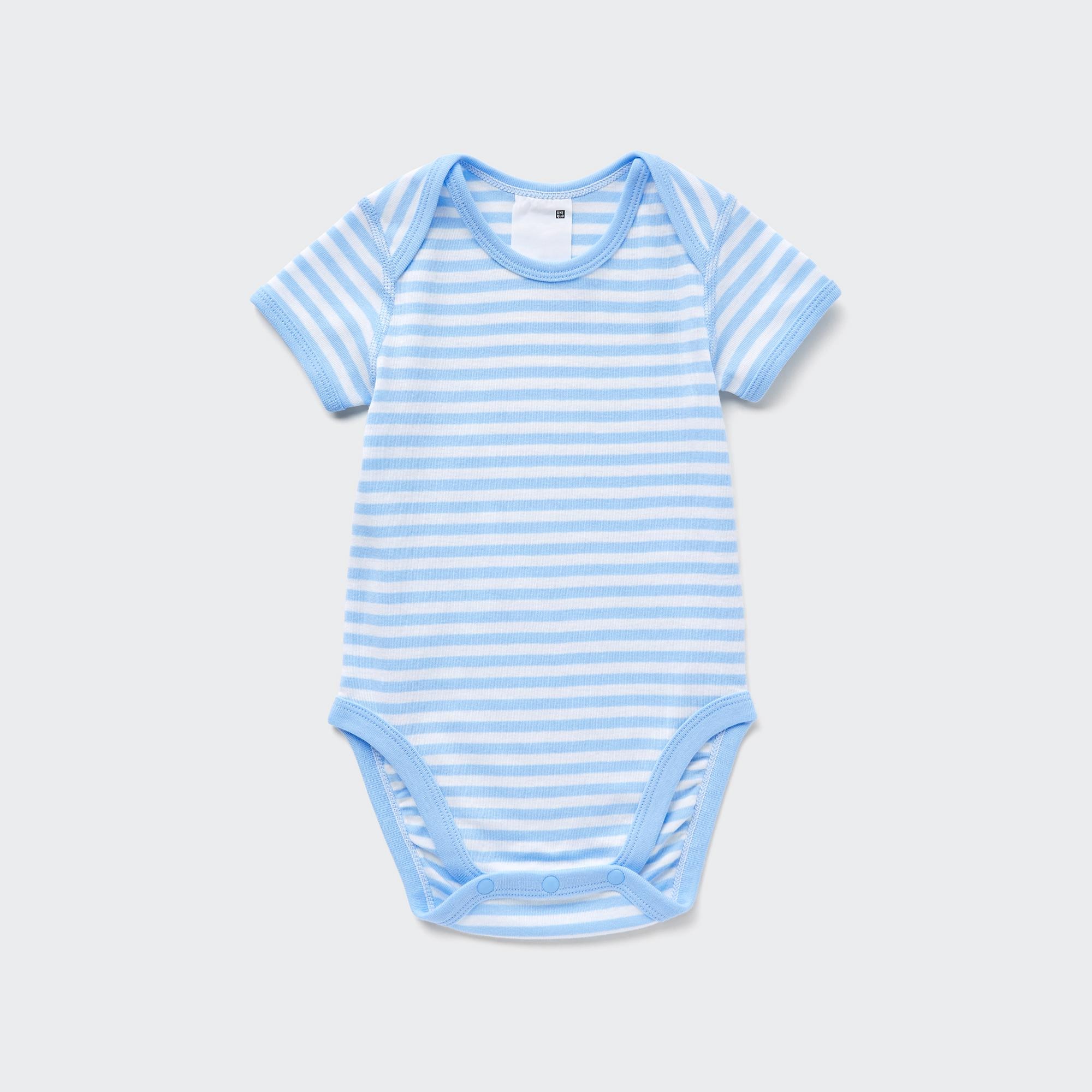 Kid's Striped Short-Sleeve Bodysuit Blue Age 6-12m