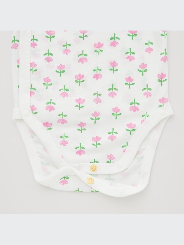 Joy of Print Long-Sleeve Bodysuit (Flower, Open Front)