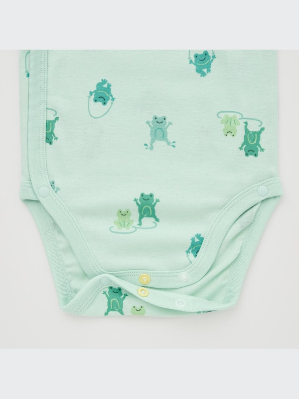 Joy of Print Short-Sleeve Bodysuit (Frog, Open Front)