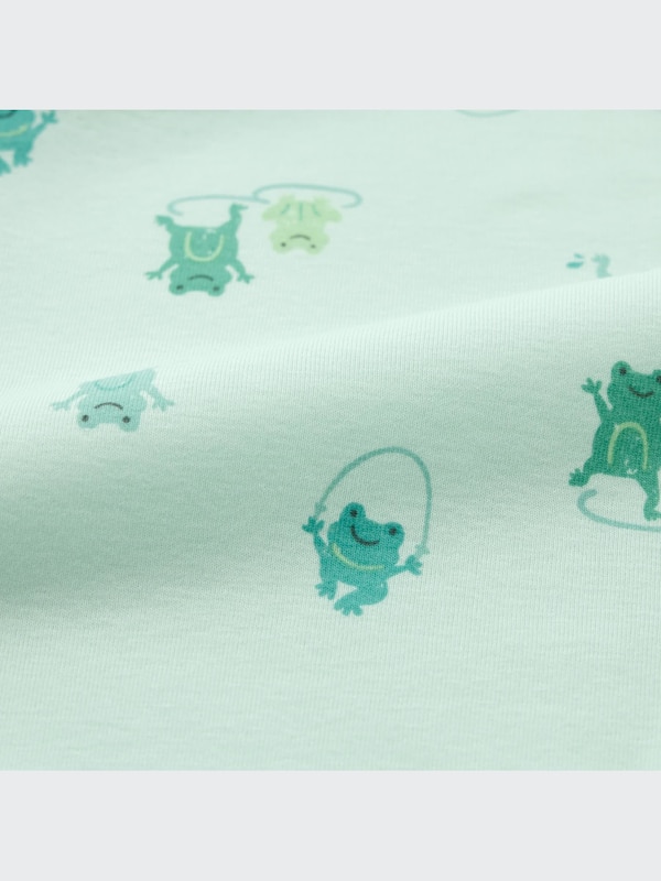 Joy of Print Short-Sleeve Bodysuit (Frog, Open Front)
