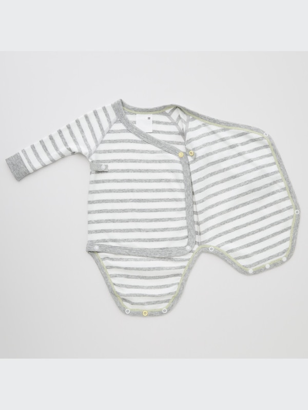 Baby Striped Long Sleeve Bodysuit | Open Front