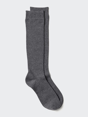 Wide Ribbed Knee High Socks