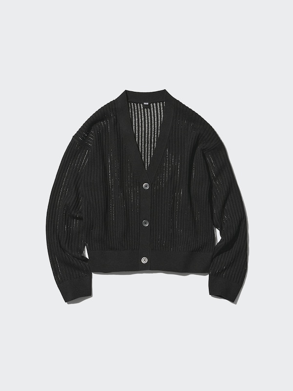 MESH V-NECK SHORT CARDIGAN