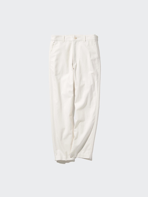 Linen Cotton Blend Tapered Trousers (Longer)