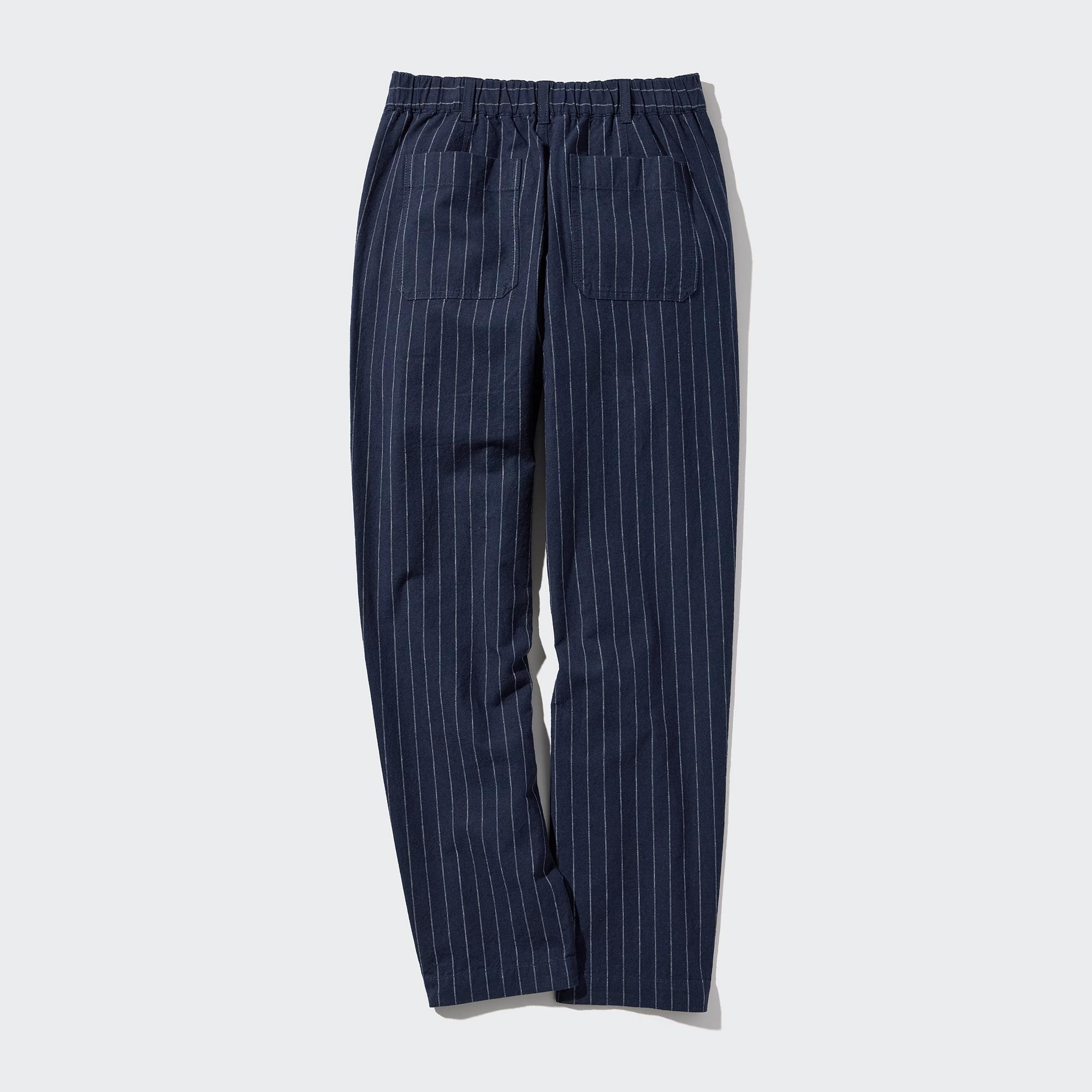 Linen Cotton Tapered Pants (Pinstripe) (Tall)