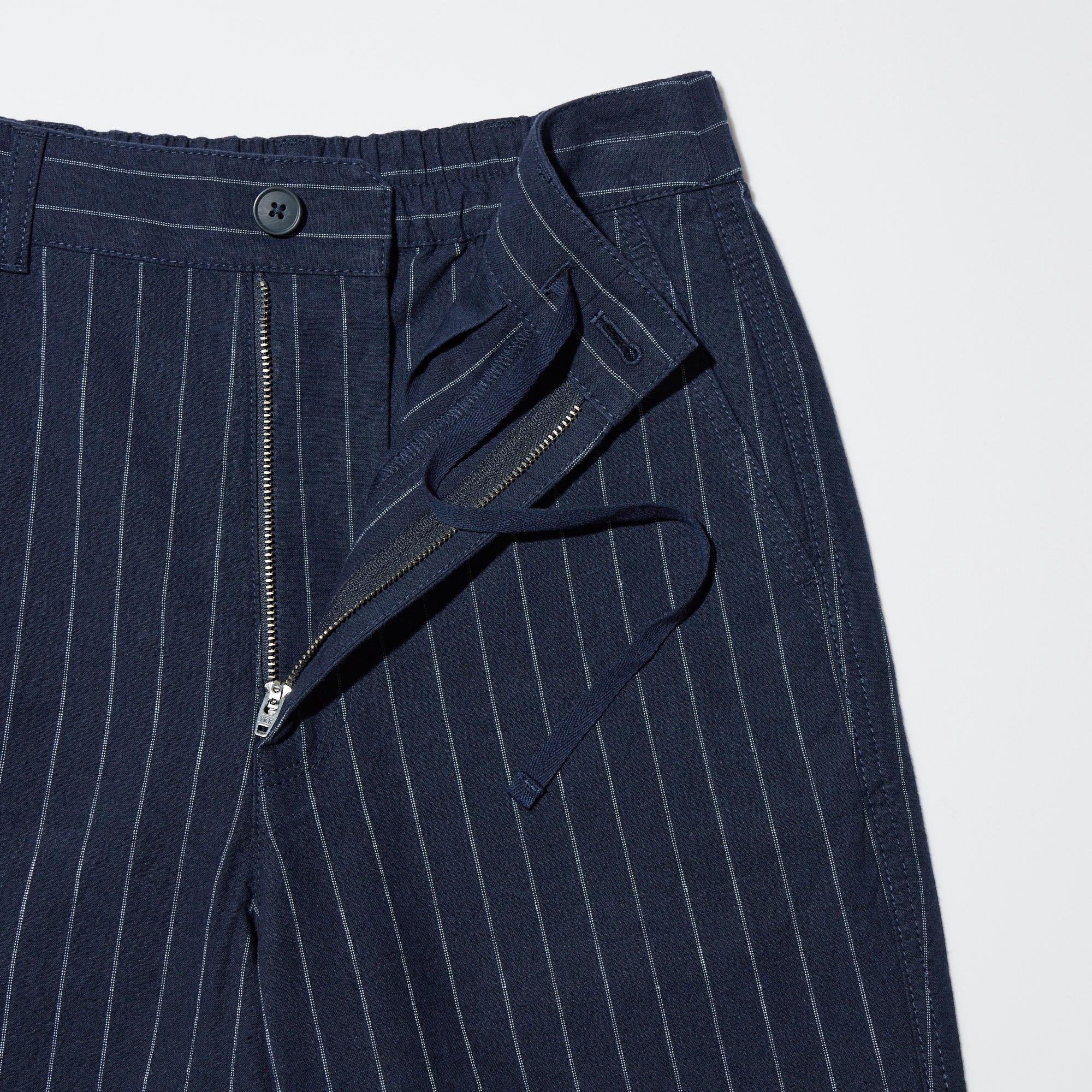 Linen Cotton Tapered Pants (Pinstripe) (Tall)