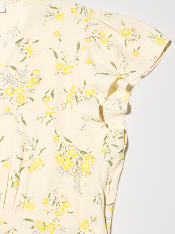 Printed V Neck Dress (Short Sleeved)