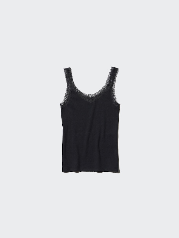 2-Way Stretch Ribbed Lace Tank Top