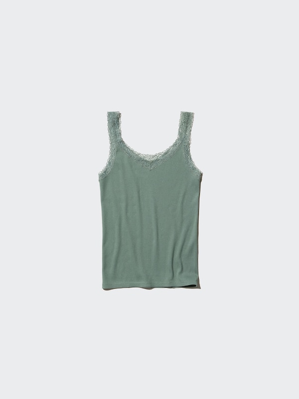 2-Way Stretch Ribbed Lace Tank Top