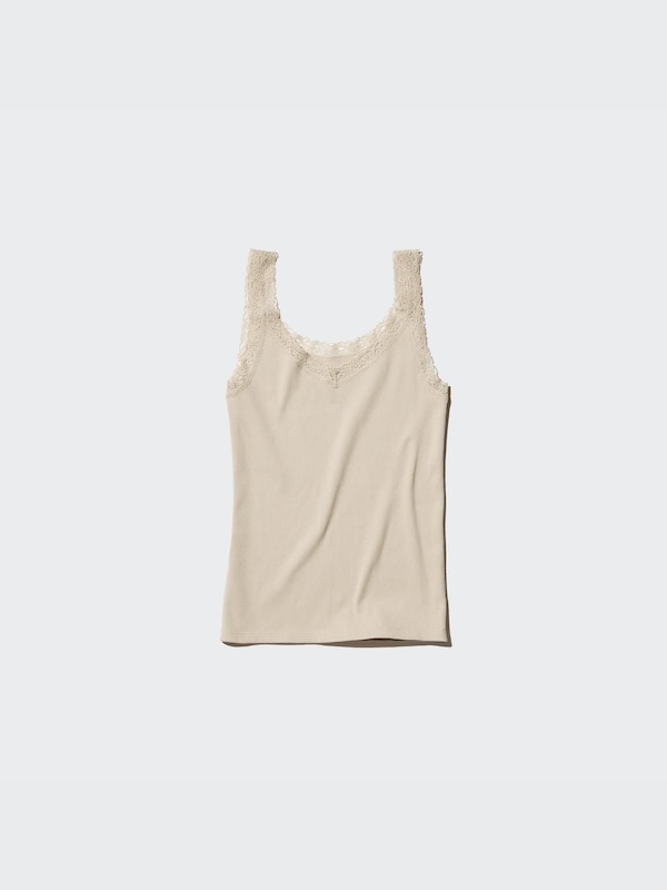 2-Way Stretch Ribbed Lace Tank Top