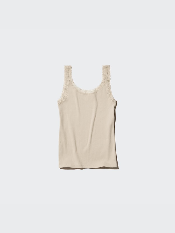 2-Way Stretch Ribbed Lace Tank Top