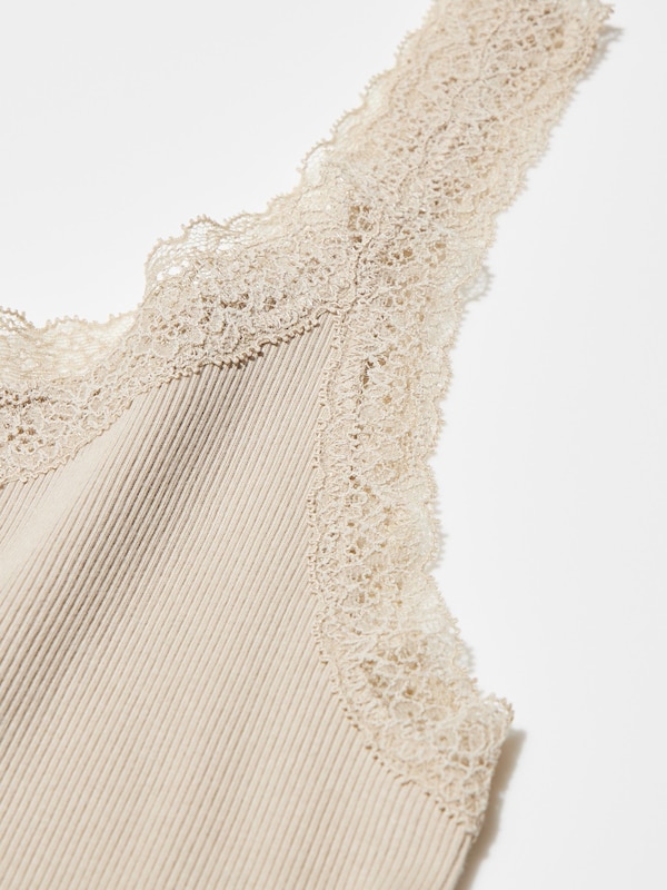 2-Way Stretch Ribbed Lace Tank Top