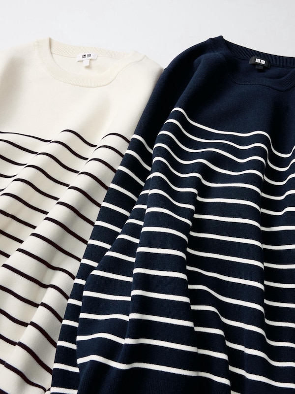 Washable Milano Ribbed Striped Crew Neck Sweater