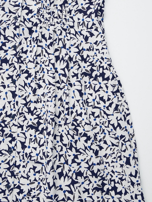 Rayon Long Dress (Print, Short Sleeve)