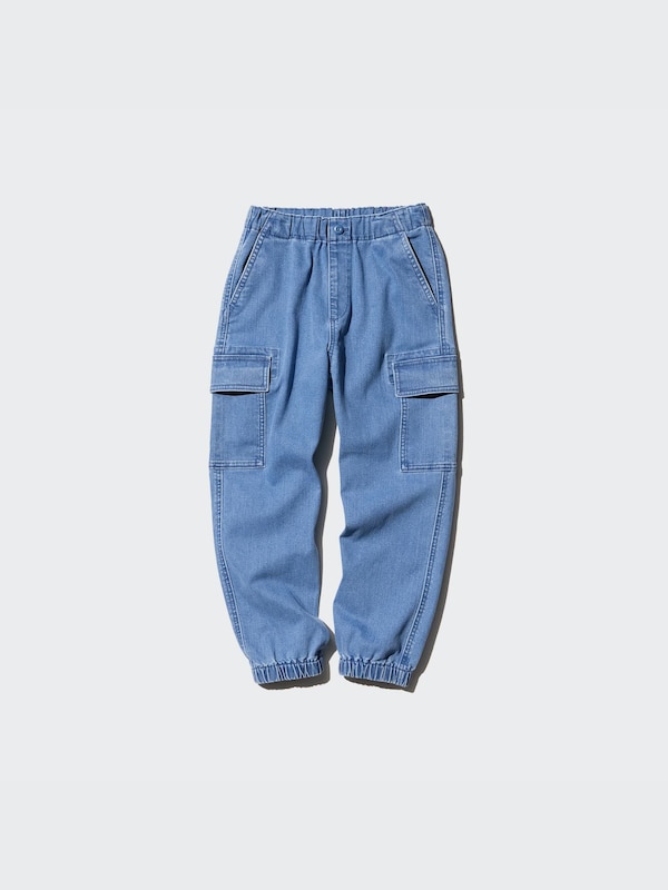 Stretch Denim Cargo Jogger Pants