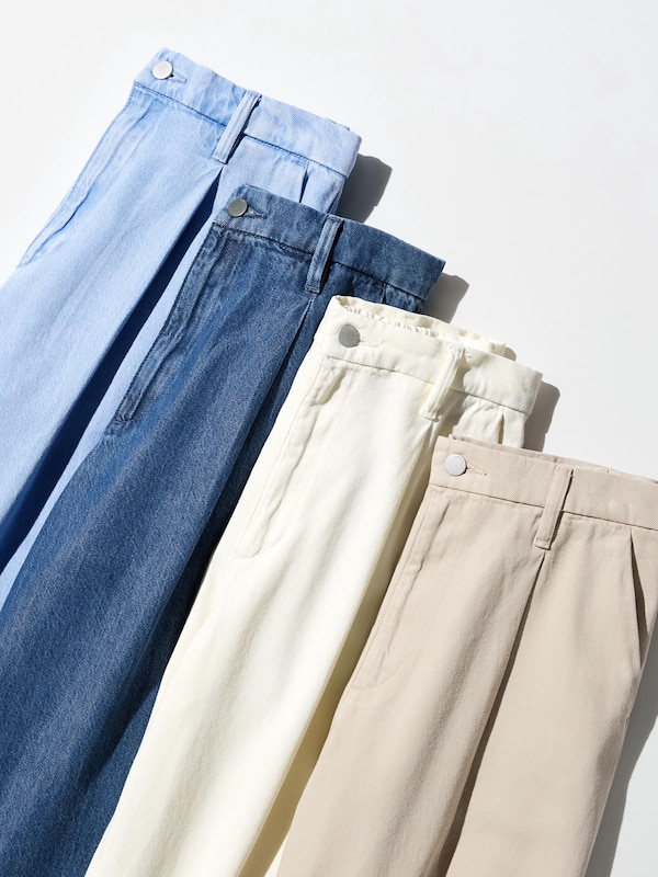 Drapey Denim Pleated Trousers