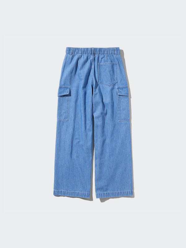 Denim Wide Straight Cargo Pants