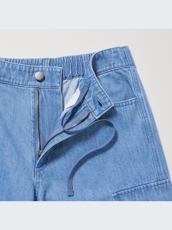 Denim Wide Straight Cargo Pants