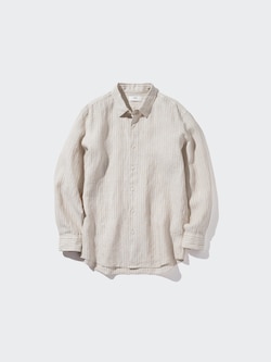 100% Premium Linen Regular Fit Shirt (Stripe, Regular Collar)