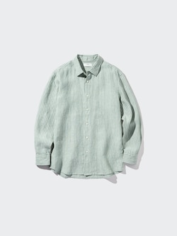 100% Premium Linen Regular Fit Shirt (Stripe, Regular Collar)