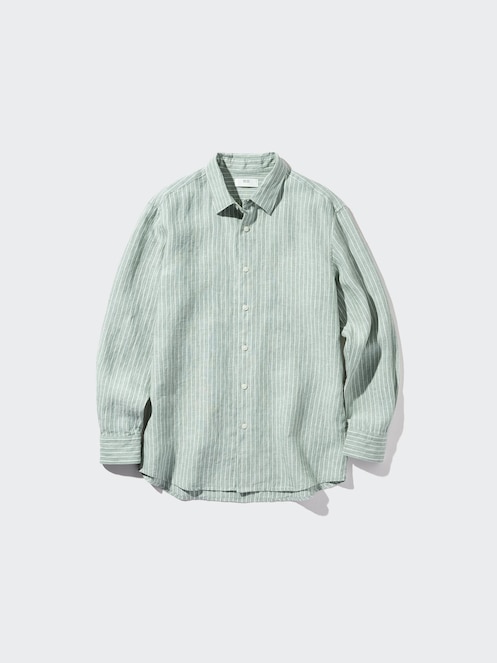 100% Premium Linen Striped Regular Fit Shirt (Regular Collar)