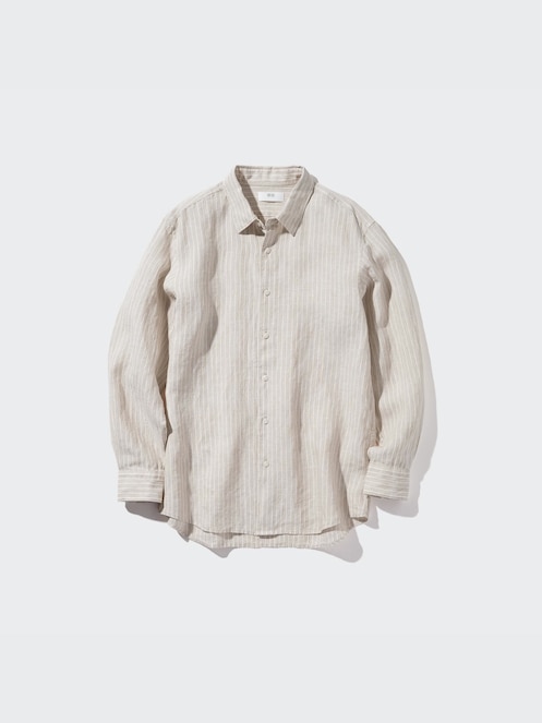 100% Premium Linen Striped Regular Fit Shirt (Regular Collar)