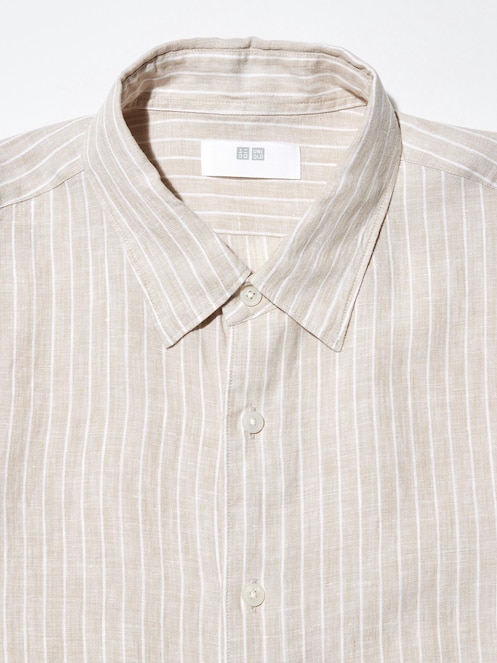 100% Premium Linen Striped Regular Fit Shirt (Regular Collar)