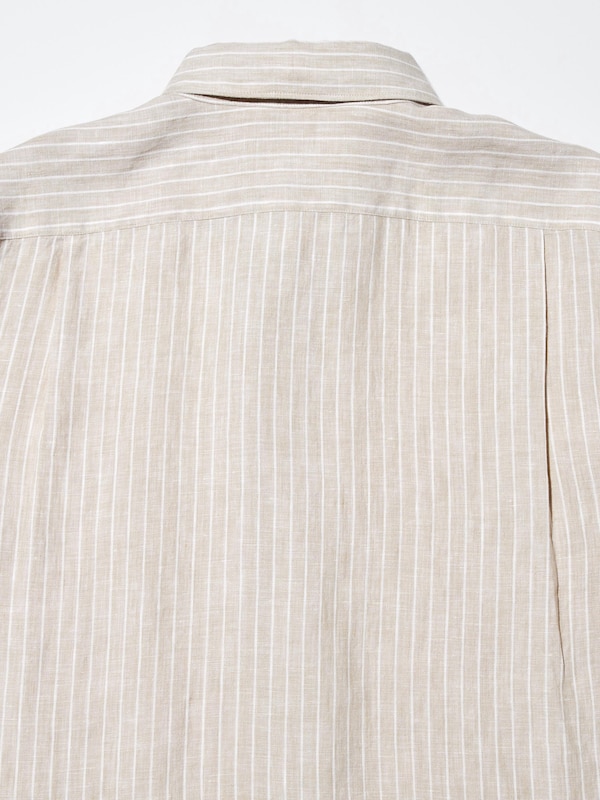 100% Premium Linen Regular Fit Shirt (Stripe, Regular Collar)