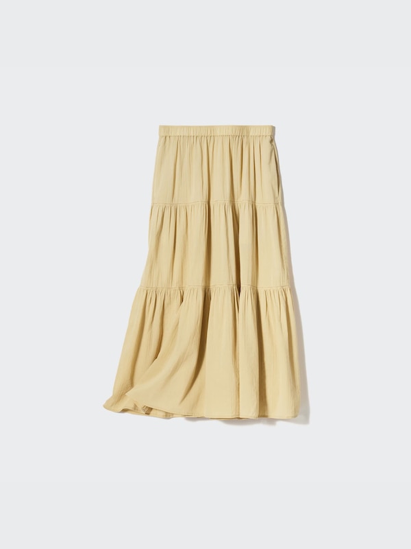 Crinkle Cotton Tiered Skirt (Short)