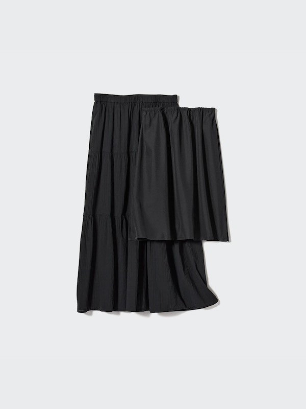 Crinkle Cotton Tiered Skirt (Short)