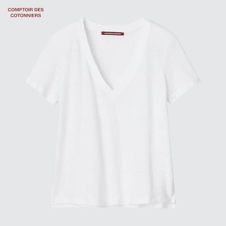 Comptoir des Cotonniers Linen V Neck T-Shirt