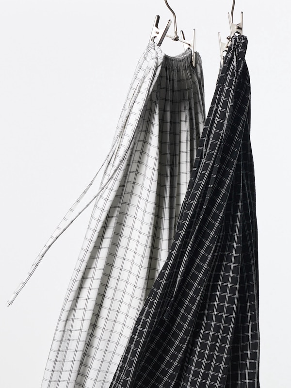Gathered Checked Long Skirt