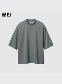 AIRism Cotton Oversized Mock Neck T-Shirt (Half Sleeve)