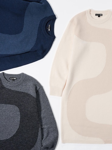 Marimekko 100% Lambswool Crew Neck Dress