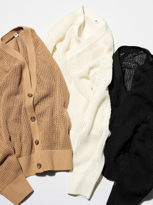 Washable Mesh V-Neck Cardigan