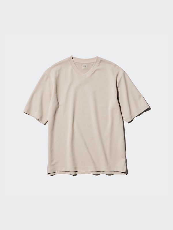 AIRism Cotton Oversized T-Shirt | V-Neck | Half Sleeve