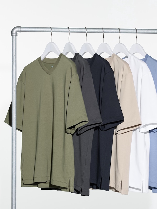 AIRism Cotton Oversized T-Shirt | V-Neck | Half Sleeve