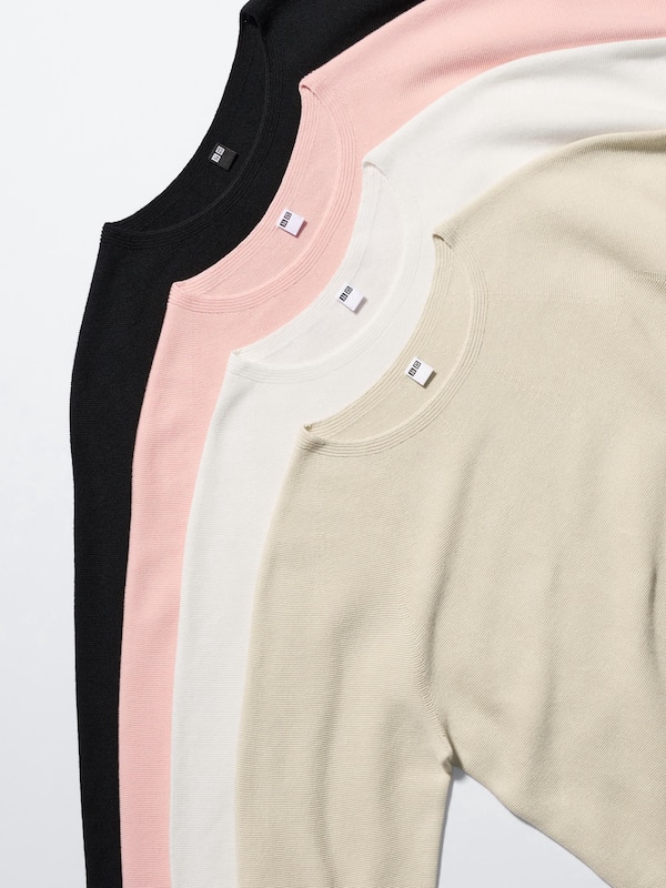 3D Knit Cotton Crew Neck Sweater